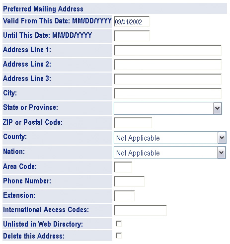 WebSTAR Personal Information - Preferred Mailing Address
